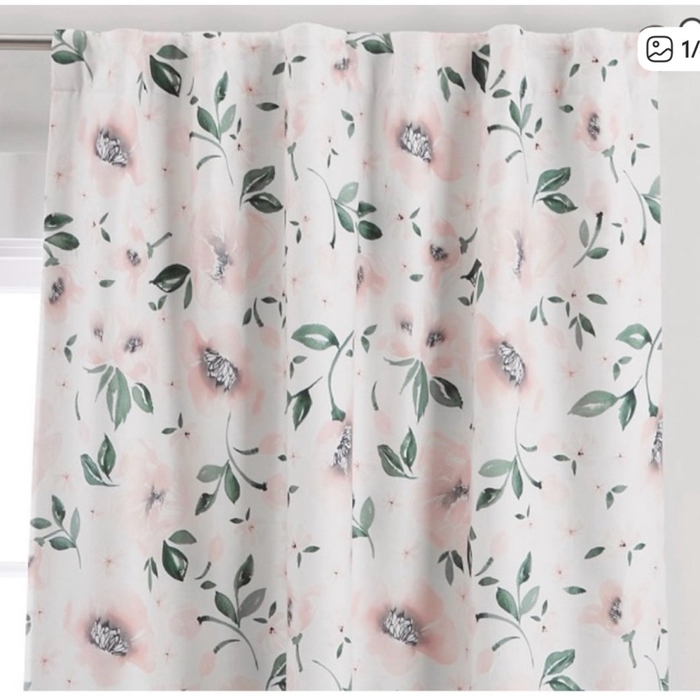 Pottery barn kids Meredith floral blackout curtain 96” two panels